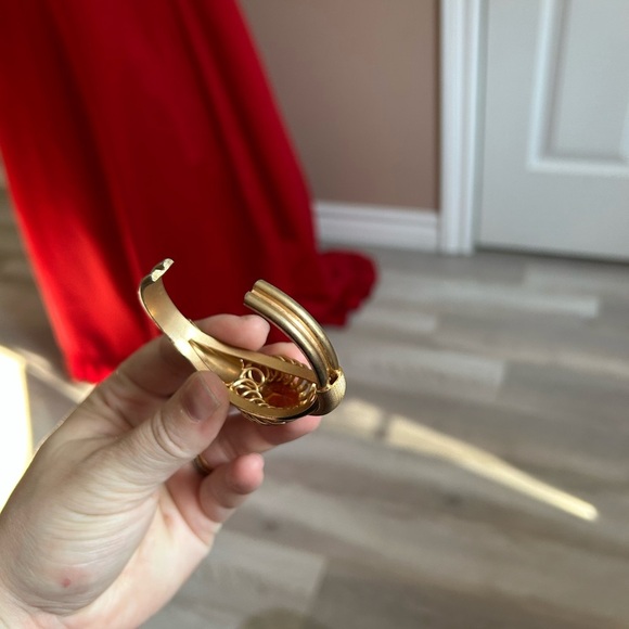 VINTAGE Elegant Gold Bracelet with Orange TOPAZ Gemstone 💎 - Picture 7 of 8